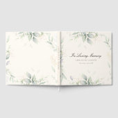 グリーン "In Loving Memory" ベージュの葬儀 ゲストブック (全面)