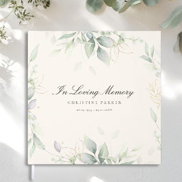グリーン "In Loving Memory" ベージュの葬儀 ゲストブック