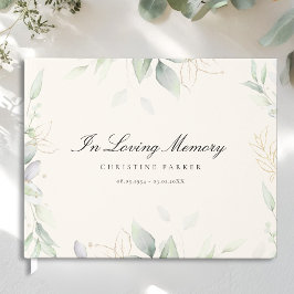 グリーン "In Loving Memory" ベージュ 葬儀 ゲストブック