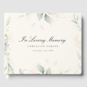 グリーン "In Loving Memory" ベージュ 葬儀 ゲストブック (正面)
