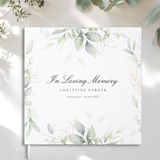グリーン "In Loving Memory" 葬儀 ゲストブック