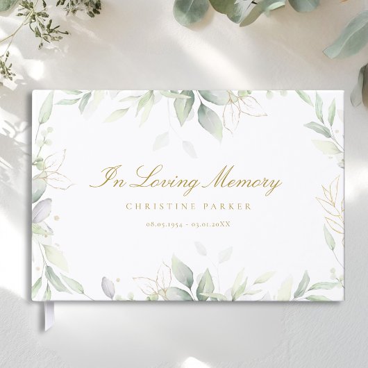 グリーン "In Loving Memory" 葬儀 ゲストブック