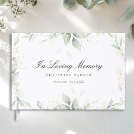 グリーン "In Loving Memory" 葬儀 ゲストブック