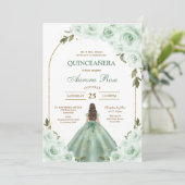 グリーン Mis キンセ Quinceañera バースデー招待状 招待状 (スタンド正面)