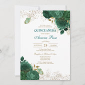 グリーン Mis キンセ Quinceañera 誕生日招待状 招待状 (正面)