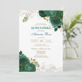グリーン Mis キンセ Quinceañera 誕生日招待状 招待状 (スタンド正面)