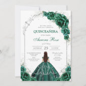グリーン Mis キンセ Quinceañera 誕生日招待状 招待状 (正面)