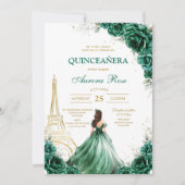 グリーン Mis キンセ Quinceañera 誕生日招待状 招待状 (正面)