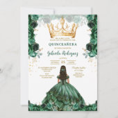 グリーン Mis Quince キンセイェーラ 誕生日招待状 招待状 (正面)
