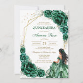 グリーン Mis Quince キンセイェーラ 誕生日招待状 招待状 (正面)