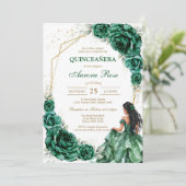 グリーン Mis Quince キンセイェーラ 誕生日招待状 招待状 (スタンド正面)
