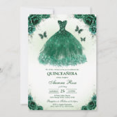 グリーン Mis Quince キンセイェーラ 誕生日招待状 招待状 (正面)