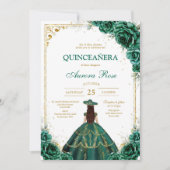 グリーン Mis Quince キンセイェーラ 誕生日招待状 招待状 (正面)