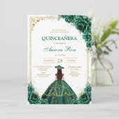 グリーン Mis Quince キンセイェーラ 誕生日招待状 招待状 (スタンド正面)