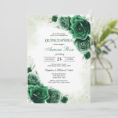 グリーン Mis Quince キンセイェーラ 誕生日招待状 招待状 (スタンド正面)