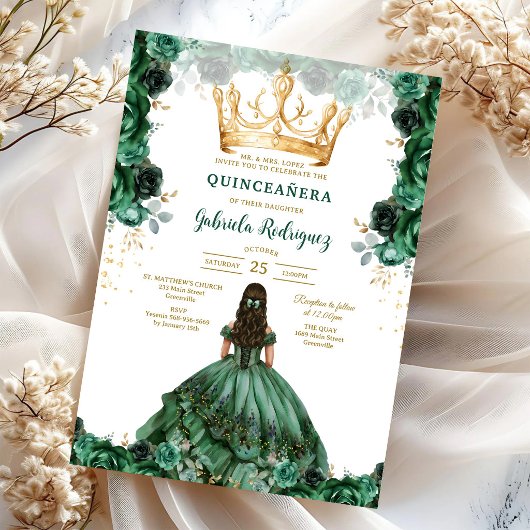 グリーン Mis Quince キンセイェーラ 誕生日招待状 招待状