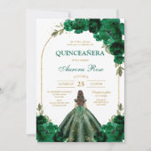 グリーン Mis Quince キンセイェーラ 誕生日招待状 招待状 (正面)