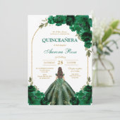 グリーン Mis Quince キンセイェーラ 誕生日招待状 招待状 (スタンド正面)