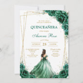 グリーン Mis Quince キンセイェーラ 誕生日招待状 招待状 (正面)