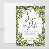 グリーン Save the Date カード (正面/裏面)