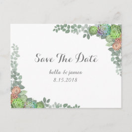 グリーン Succulent Save The Date ポストカード