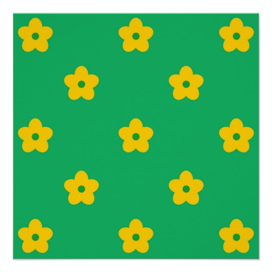 グリーン Y2K ボールド ワイルドフラワー ヴィブラント スプリング アート ポスター (正面)