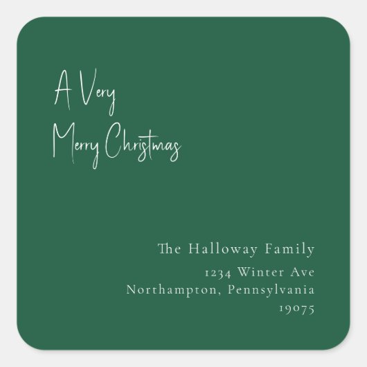 グリーンAとても陽気なクリスマス広場封筒用シール スクエアシール (正面)