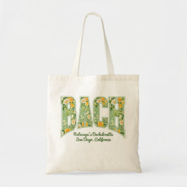 グリーンBACHレトロフラワープリント・カレッジ風ブライズメイド トートバッグ