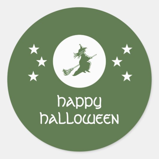 グリーンBewitchingハロウィーンステッカー ラウンドシール (正面)