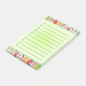 グリーンBGカラフル食品リスト4" x 6" ポストイット (アングル)
