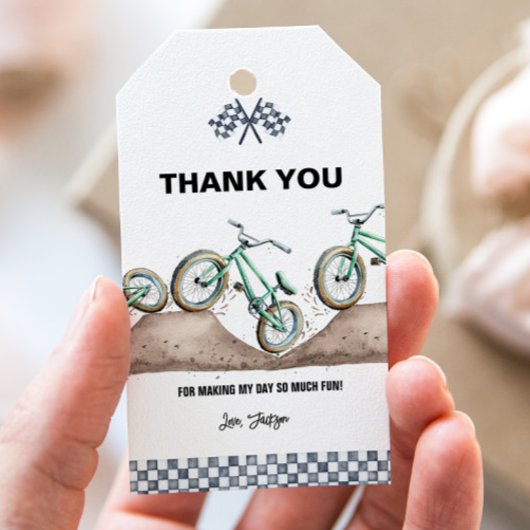 グリーンBMXダートバイク感謝していユーギフトラベル ギフトタグ