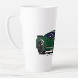 グリーンC7スポーツカー手描きスケッチ カフェラテマグ