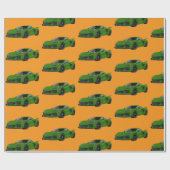 グリーンC8コルベットのスポーツカーハンドドロッド ラッピングペーパー (フラット)