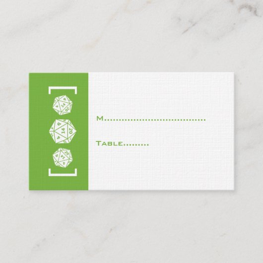 グリーンD20サイコロゲーマー結婚ズ座席表 プレイスカード (正面)