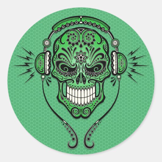 グリーンDJシュガースカル ラウンドシール (正面)