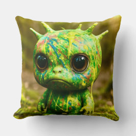 グリーンGOOモンスター – 不気味なかわいいキャンバス印刷 クッション