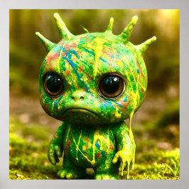 グリーンGOOモンスター – 不気味なかわいいハロウィーンポスター ポスター