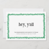 グリーンHey Y'all -テキサス州へ移動 案内状 (正面)