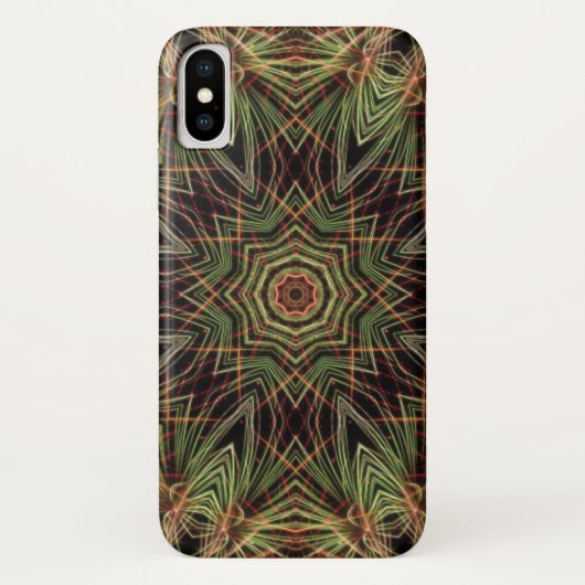 グリーンIphoneケースの万華鏡のように千変万化するパターン Case-Mate iPhoneケース (裏面)