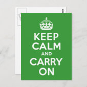 グリーンKeep Calm and Carry On ポストカード (正面/裏面)