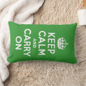 グリーンKeep Calm and Carry On ランバークッション (ブランケット)