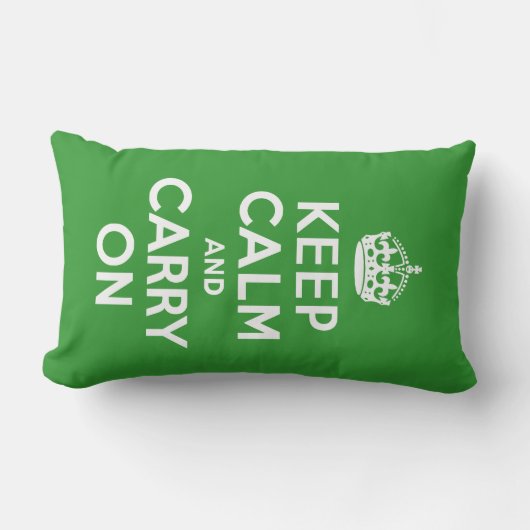 グリーンKeep Calm and Carry On ランバークッション (正面)