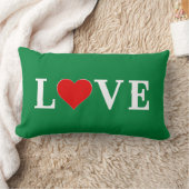 グリーンLOVEハートレトロエレガント ランバークッション (ブランケット)
