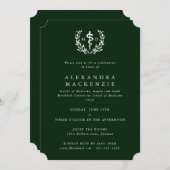 グリーンMDアスレピウス+ローレルリース卒業 招待状 (正面/裏面)