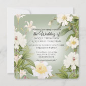 グリーンnホワイトローズ牡丹ボタニカル結婚フローラ 招待状 (正面)