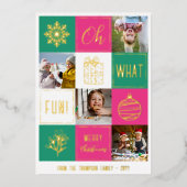 グリーンOh何おもしろいクリスマスコラージョップス金ゴールド 箔シーズンカード (正面)