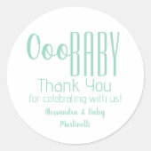 グリーンoooベビーサンキューベイビーシャワー ラウンドシール (正面)