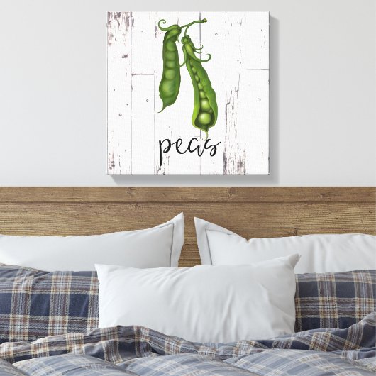 グリーンPEASホワイトウッドファームハウス素朴キッチンアート キャンバスプリント (インサイチュ (寝室))