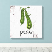 グリーンPEASホワイトウッドファームハウス素朴キッチンアート キャンバスプリント (インサイチュ (ウッドフロア))