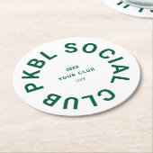 グリーンPKBLソーシャルクラブクレストピックボール ラウンドペーパーコースター (アングル)